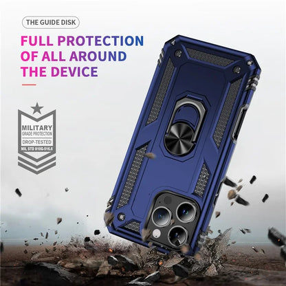 For iPhone 16 Pro Case PC+TPU Kickstand Phone Cover Support Magnetic Car Mount