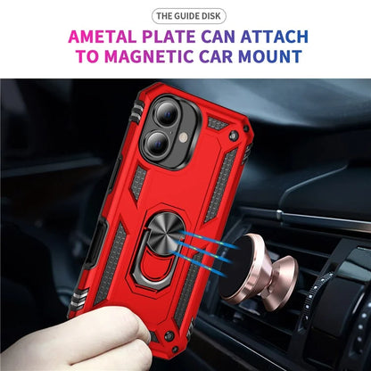 For iPhone 16 Plus Case PC+TPU Dual Layer Protection Kickstand Phone Cover
