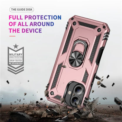 For iPhone 16 Plus Case PC+TPU Dual Layer Protection Kickstand Phone Cover