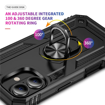 For iPhone 16 Case PC+TPU Phone Cover with Rotary Ring Kickstand