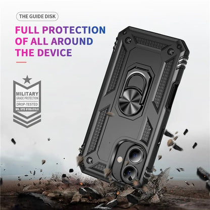For iPhone 16 Case PC+TPU Phone Cover with Rotary Ring Kickstand
