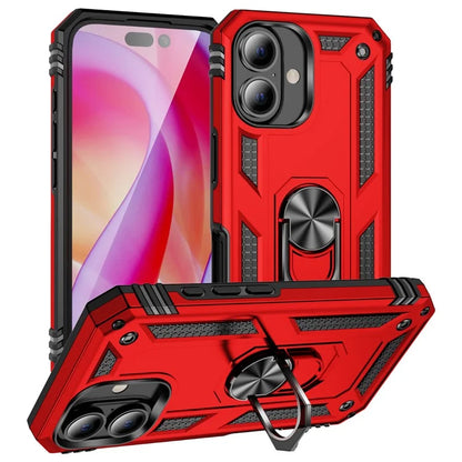 For iPhone 16 Case PC+TPU Phone Cover with Rotary Ring Kickstand