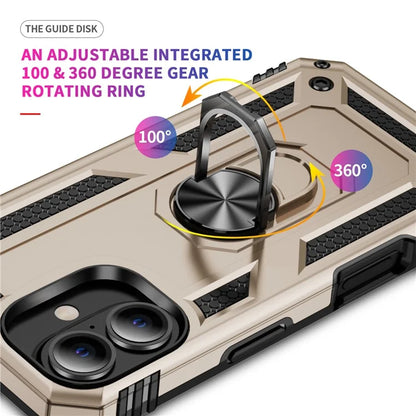 For iPhone 16 Case PC+TPU Phone Cover with Rotary Ring Kickstand
