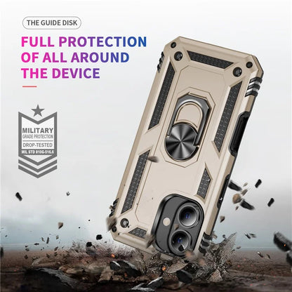For iPhone 16 Case PC+TPU Phone Cover with Rotary Ring Kickstand