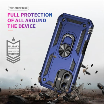 For iPhone 16 Case PC+TPU Phone Cover with Rotary Ring Kickstand
