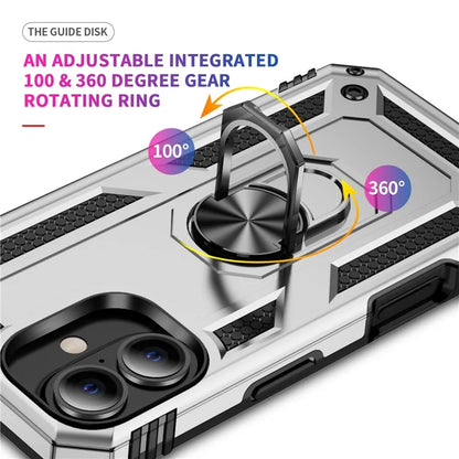 For iPhone 16 Case PC+TPU Phone Cover with Rotary Ring Kickstand
