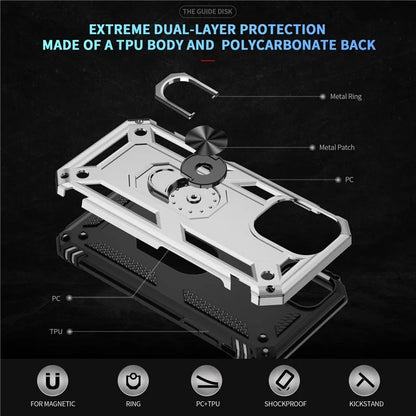 For iPhone 16 Case PC+TPU Phone Cover with Rotary Ring Kickstand