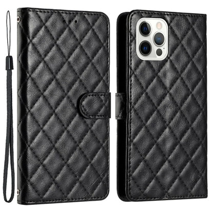For iPhone 16 Pro Max Case Classic Rhombus Pattern Leather Phone Cover