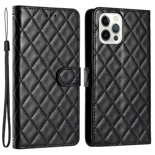 For iPhone 16 Pro Max Case Classic Rhombus Pattern Leather Phone Cover