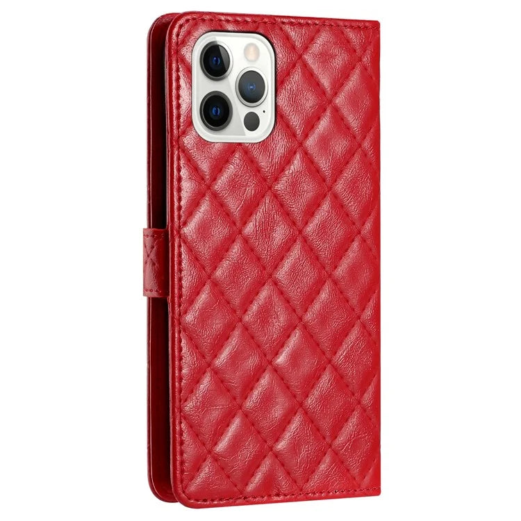 For iPhone 16 Pro Max Case Classic Rhombus Pattern Leather Phone Cover