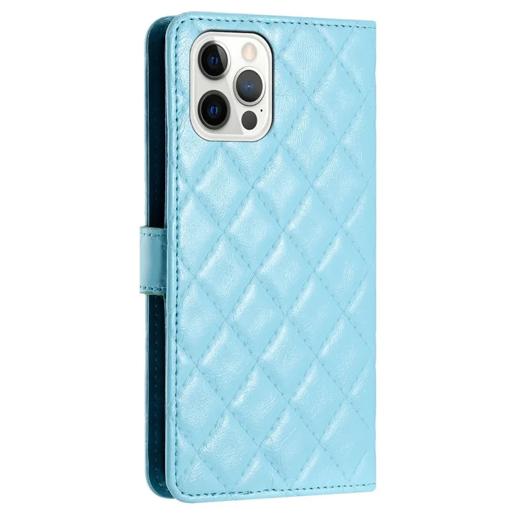 For iPhone 16 Pro Max Case Classic Rhombus Pattern Leather Phone Cover