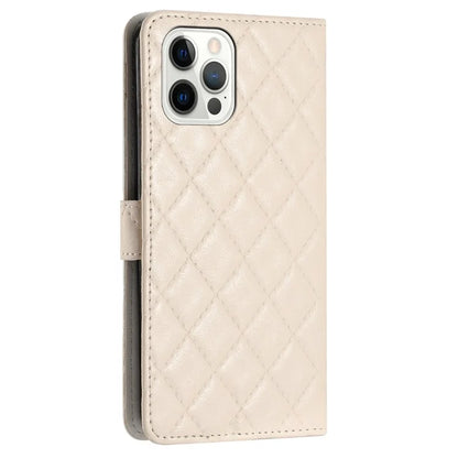 For iPhone 16 Pro Max Case Classic Rhombus Pattern Leather Phone Cover