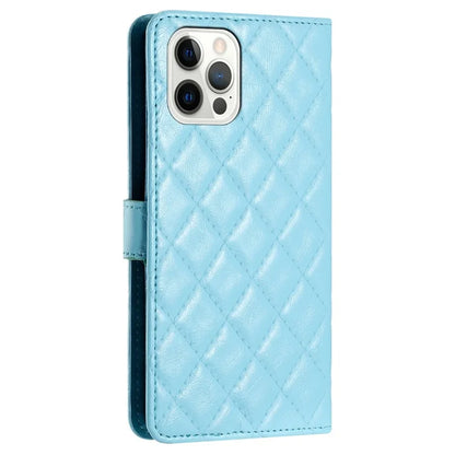 For iPhone 16 Pro Case Rhombus PU Leather Flip Phone Cover Card Slots