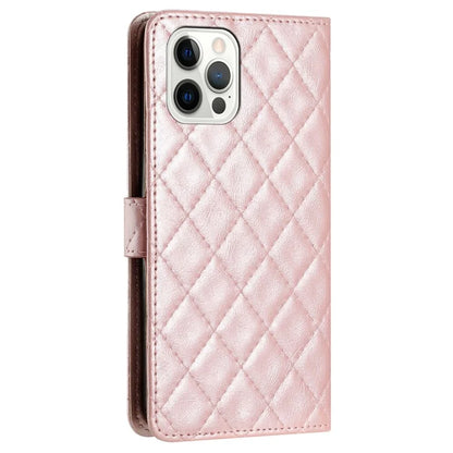 For iPhone 16 Pro Case Rhombus PU Leather Flip Phone Cover Card Slots