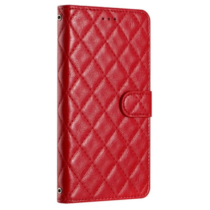 For iPhone 16 Case Rhombus Flip Folio Leather Cell Phone Cover
