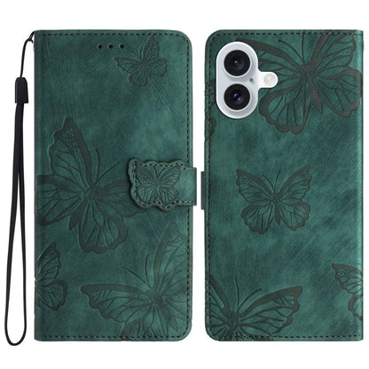 For iPhone 16 Plus Case Butterfly Flip Stand PU Leather Phone Cover