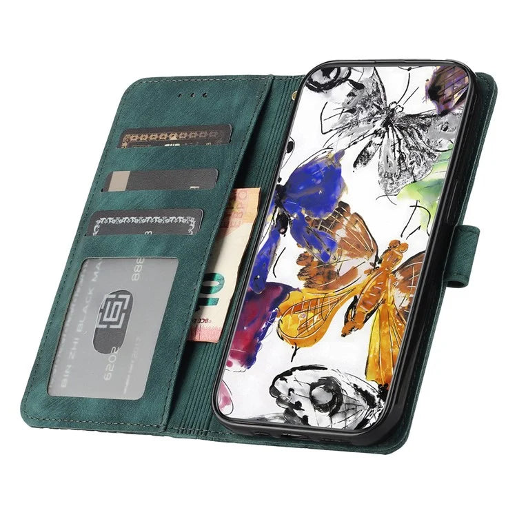 For iPhone 16 Plus Case Butterfly Flip Stand PU Leather Phone Cover