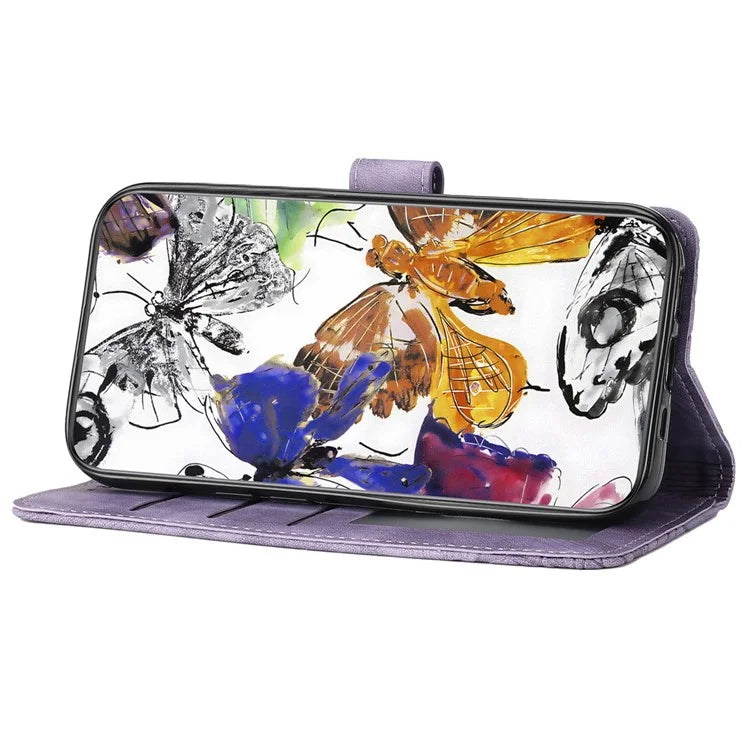 For iPhone 16 Plus Case Butterfly Flip Stand PU Leather Phone Cover