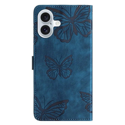 For iPhone 16 Plus Case Butterfly Flip Stand PU Leather Phone Cover