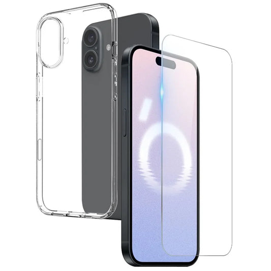 NORTHJO For iPhone 16 Clear TPU Case + Tempered Glass Screen Protector
