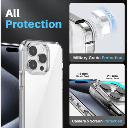 NORTHJO 5 in 1 For iPhone 15 Pro Case Shockproof PC+TPU Phone Cover Set with 2 Screen Protector, 2 Camera Lens Protector