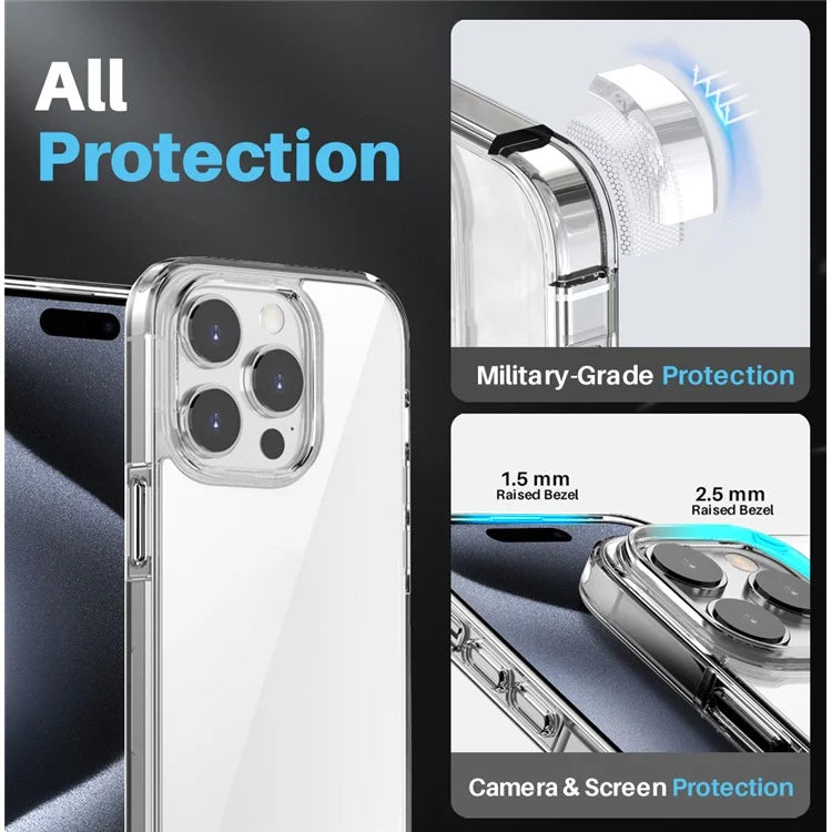 NORTHJO 5 in 1 For iPhone 15 Pro Max Case PC+TPU Phone Cover Set with 2 Screen Protector, 2 Lens Film