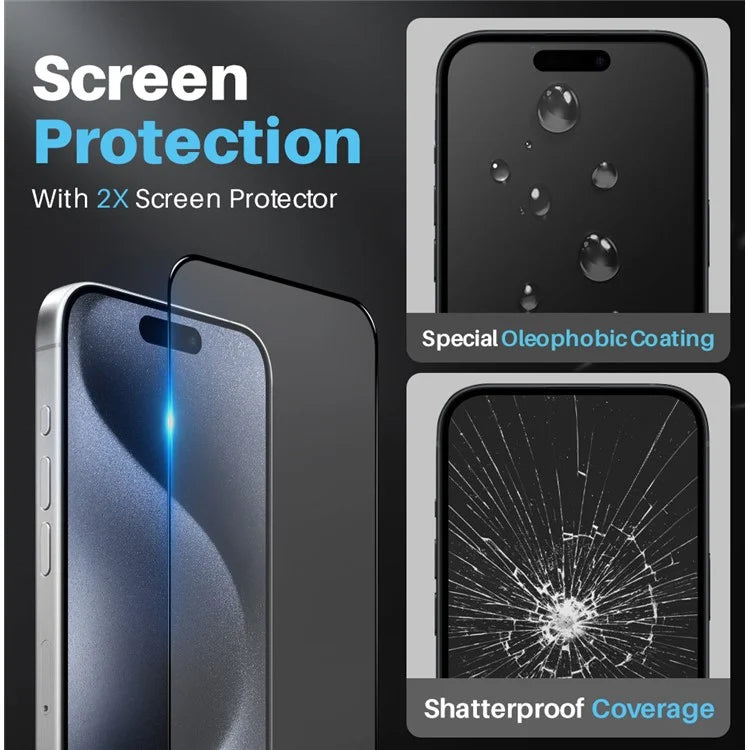 NORTHJO 5 in 1 For iPhone 15 Pro Max Case PC+TPU Phone Cover Set with 2 Screen Protector, 2 Lens Film