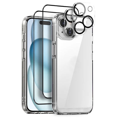 NORTHJO 5 in 1 For iPhone 15 Plus PC+TPU Phone Case Set with 2 Screen Protector, 2 Camera Lens Protector