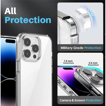 NORTHJO 5 in 1 For iPhone 14 Pro Max Case PC+TPU Clear Phone Cover Set with 2 Screen Protector, 2 Camera Lens Protector