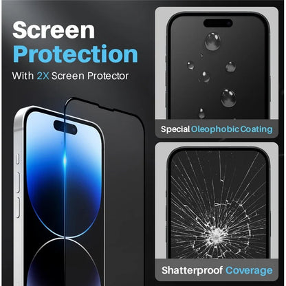 NORTHJO 5 in 1 For iPhone 14 Pro Max Case PC+TPU Clear Phone Cover Set with 2 Screen Protector, 2 Camera Lens Protector