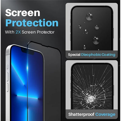 NORTHJO 5 in 1 For iPhone 13 Pro Max PC+TPU Case Set with 2 Screen Protector, 2 Camera Lens Protector