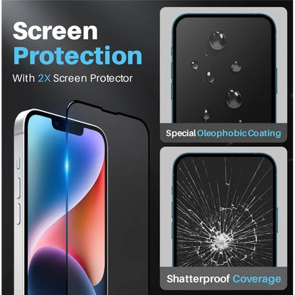 NORTHJO 5 in 1 For iPhone 14 Case PC+TPU Phone Cover Set with 2 Screen Protector, 2 Camera Lens Protector