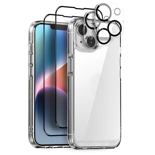 NORTHJO 5 in 1 For iPhone 14 Plus Case Shockproof Hybrid Phone Cover Set with 2 Screen Protector, 2 Camera Lens Protector