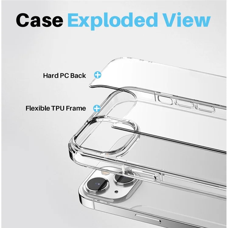 NORTHJO 5 in 1 For iPhone 13 Case PC+TPU Hybrid Phone Cover Set with 2 Screen Protector, 2 Camera Lens Protector