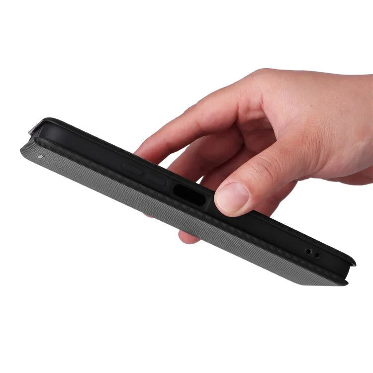 For Xiaomi Redmi 13 5G / 13 4G / Note 13R 5G Phone Case Carbon Fiber Texture Leather Stand Cover