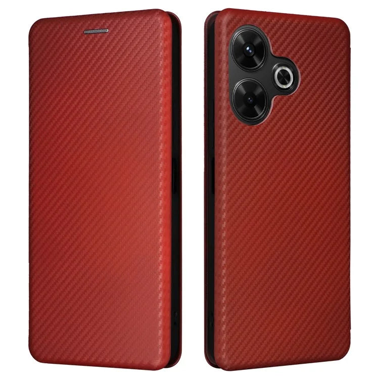 For Xiaomi Redmi 13 5G / 13 4G / Note 13R 5G Phone Case Carbon Fiber Texture Leather Stand Cover