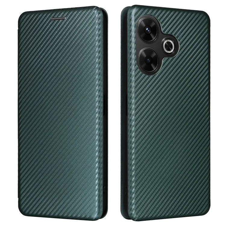 For Xiaomi Redmi 13 5G / 13 4G / Note 13R 5G Phone Case Carbon Fiber Texture Leather Stand Cover