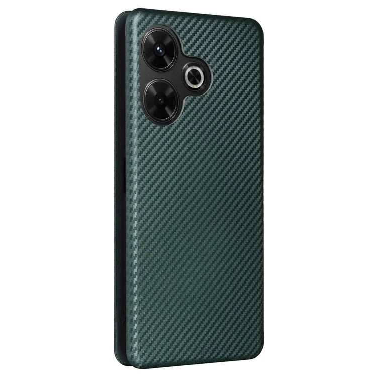 For Xiaomi Redmi 13 5G / 13 4G / Note 13R 5G Phone Case Carbon Fiber Texture Leather Stand Cover
