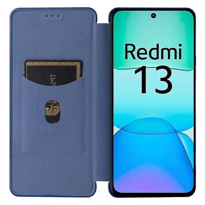 For Xiaomi Redmi 13 5G / 13 4G / Note 13R 5G Phone Case Carbon Fiber Texture Leather Stand Cover