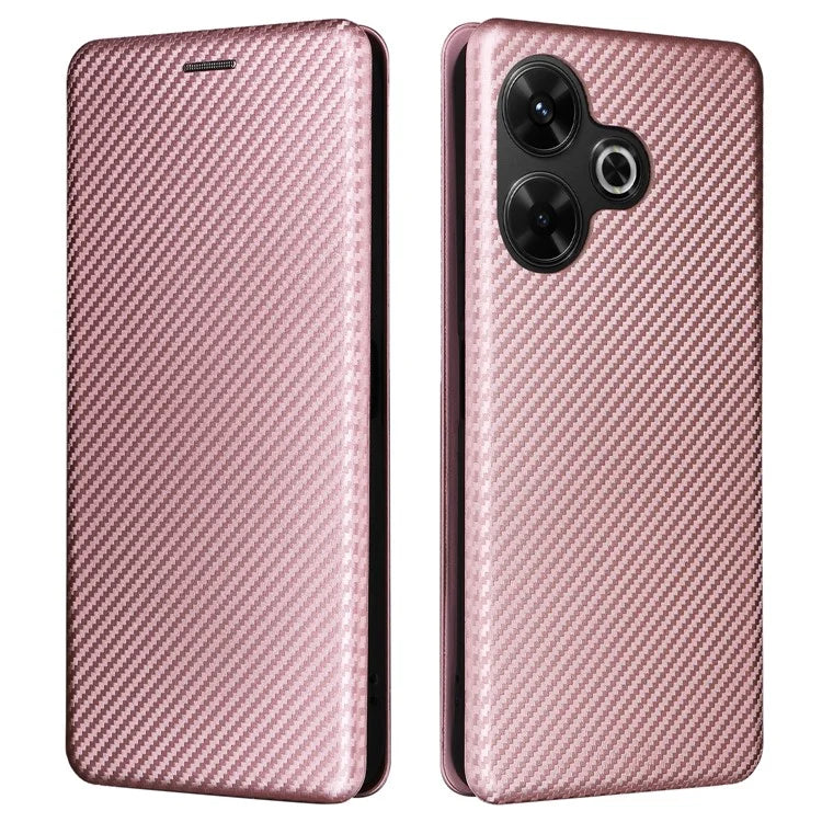For Xiaomi Redmi 13 5G / 13 4G / Note 13R 5G Phone Case Carbon Fiber Texture Leather Stand Cover