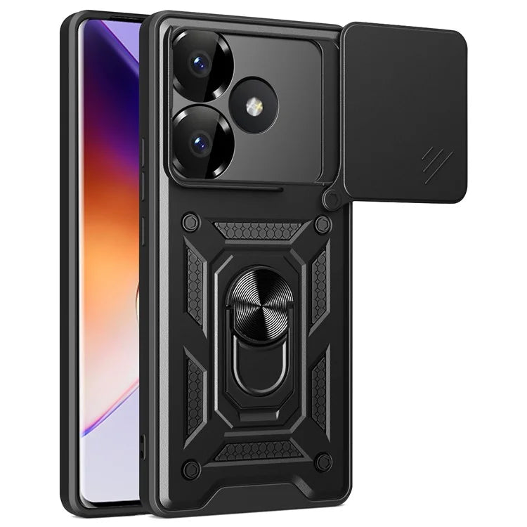 For Xiaomi Redmi Turbo 3 5G / Poco F6 5G PC+TPU Kickstand Phone Case with Slide Camera Lid