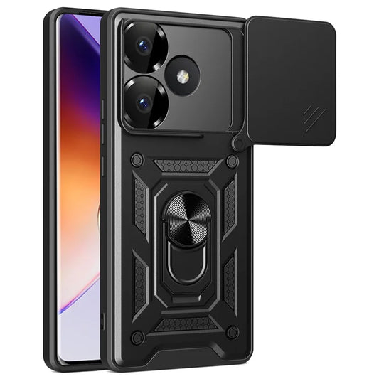For Xiaomi Redmi Turbo 3 5G / Poco F6 5G PC+TPU Kickstand Phone Case with Slide Camera Lid