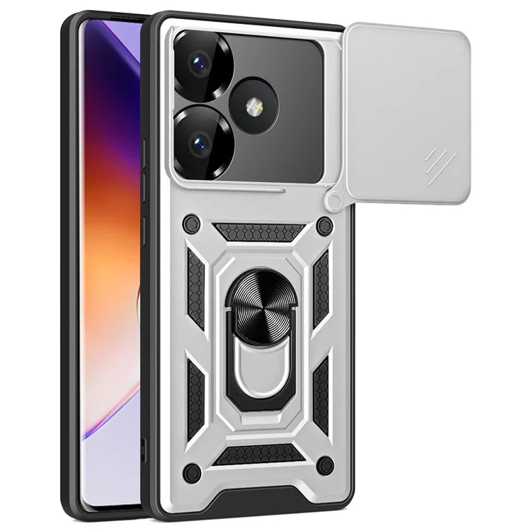 For Xiaomi Redmi Turbo 3 5G / Poco F6 5G PC+TPU Kickstand Phone Case with Slide Camera Lid