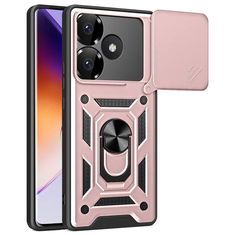 For Xiaomi Redmi Turbo 3 5G / Poco F6 5G PC+TPU Kickstand Phone Case with Slide Camera Lid