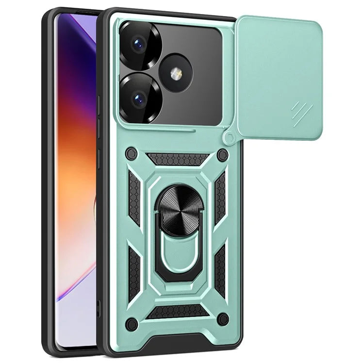 For Xiaomi Redmi Turbo 3 5G / Poco F6 5G PC+TPU Kickstand Phone Case with Slide Camera Lid