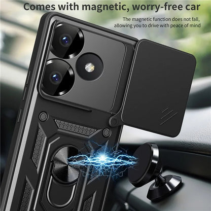 For Xiaomi Redmi Turbo 3 5G / Poco F6 5G PC+TPU Kickstand Phone Case with Slide Camera Lid