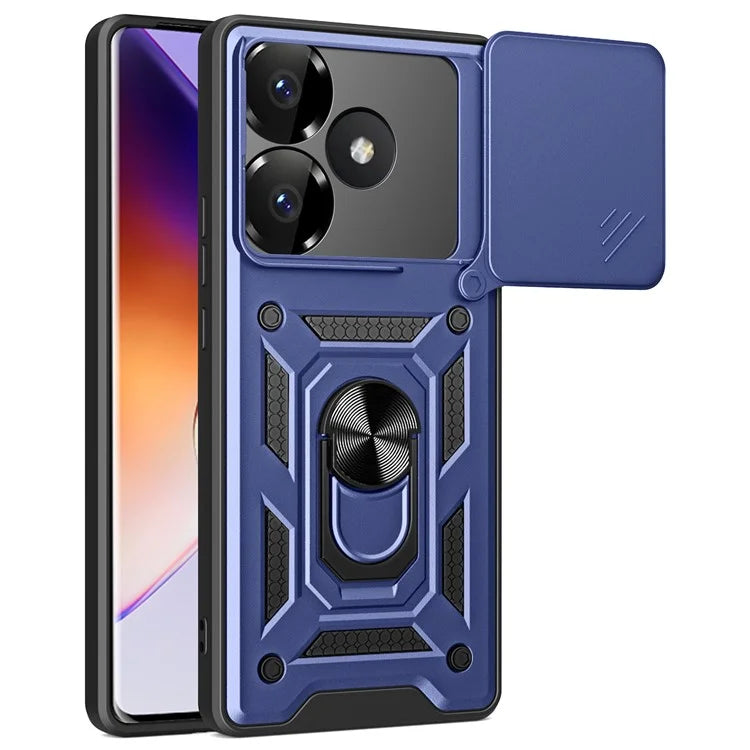 For Xiaomi Redmi Turbo 3 5G / Poco F6 5G PC+TPU Kickstand Phone Case with Slide Camera Lid