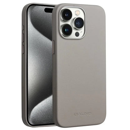 QIALINO For iPhone 15 Pro Case Compatible with MagSafe Silicone+PU Covered Phone Shell