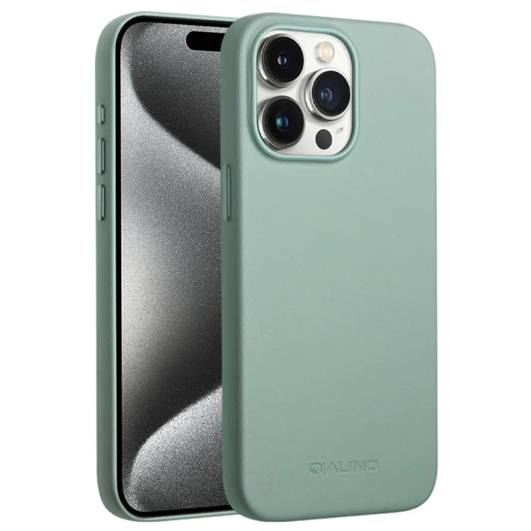 QIALINO For iPhone 15 Pro Case Compatible with MagSafe Silicone+PU Covered Phone Shell