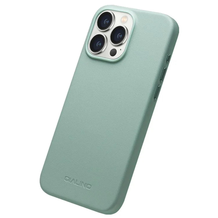 QIALINO For iPhone 15 Pro Case Compatible with MagSafe Silicone+PU Covered Phone Shell